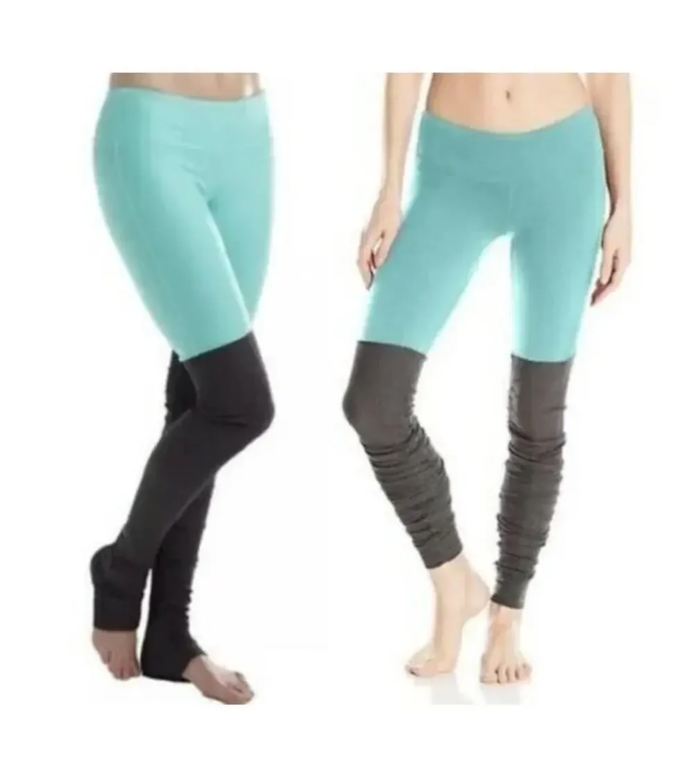 ALO Yoga Goddess Ribbed Leggings Mint/Light Turquoise & Gray size XS